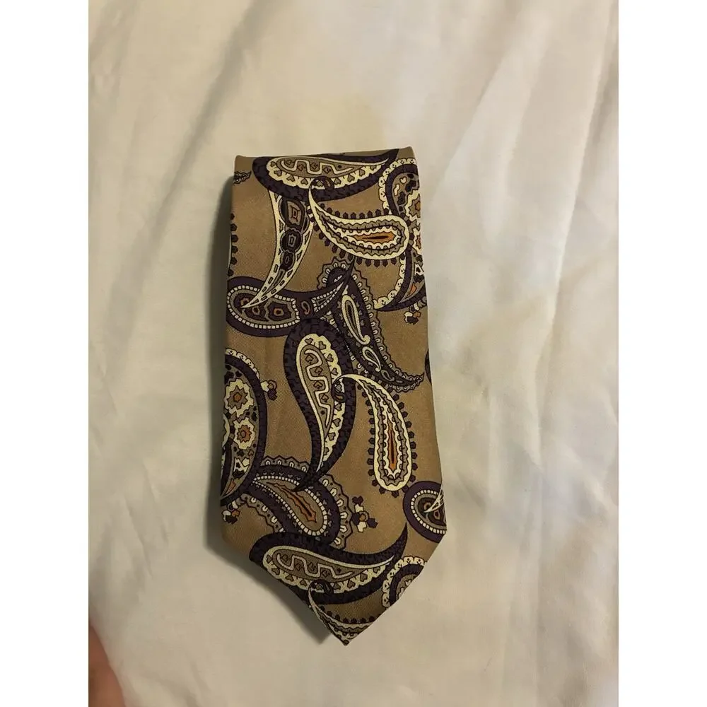 Vintage Chaps Ralph Lauren 100 % Silk USA Made Tie Multicolor Paisley
